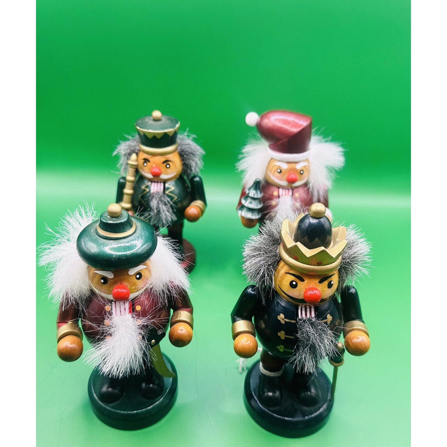 Christmas Nutracker Wood Soldiers Set of 4 Holiday Decorations Santa Nutcracker