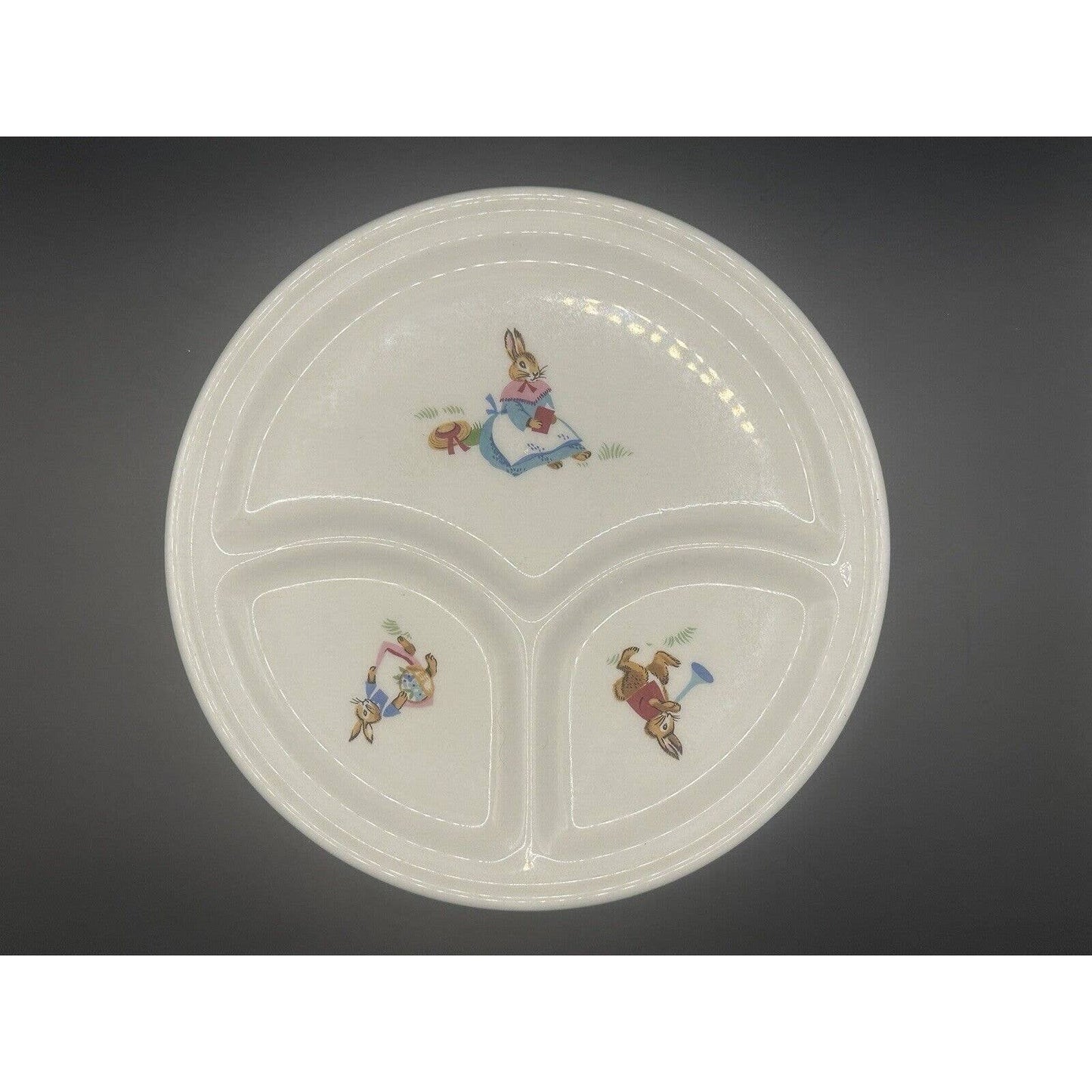 Homer Laughlin Children Nursery Rhyme Plates China Dish Sectioned Rabbit