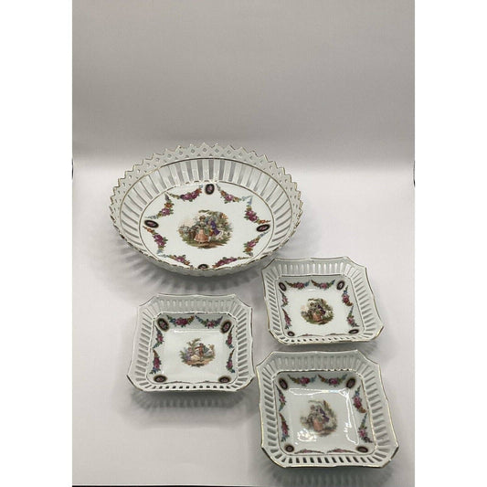 Antique Germany Bavaria Dish Ribbon Dish Porcelain Dish Set