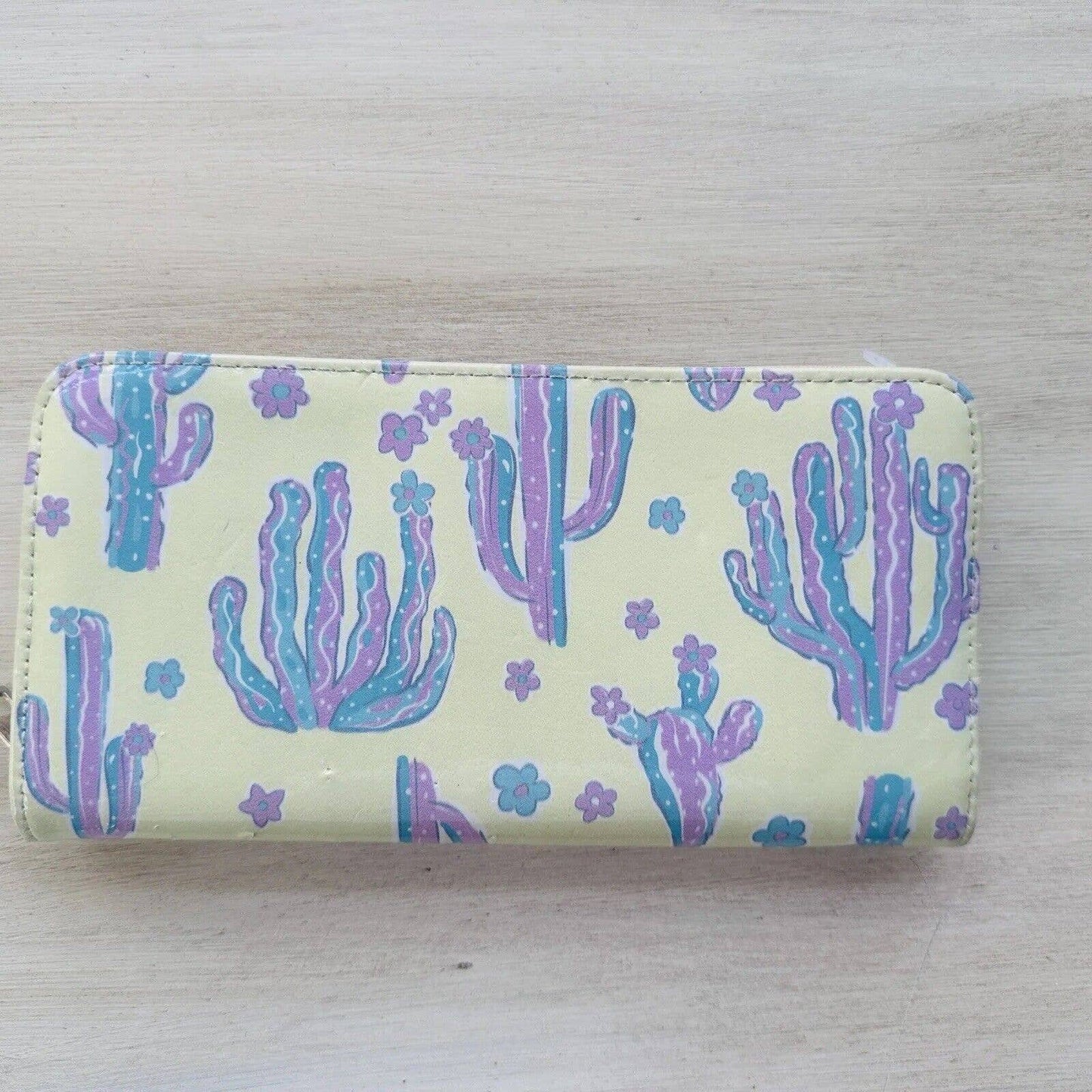 Simply Southern Womens Zip Around Wallet Nylon Cactus Yellow Pink Blue