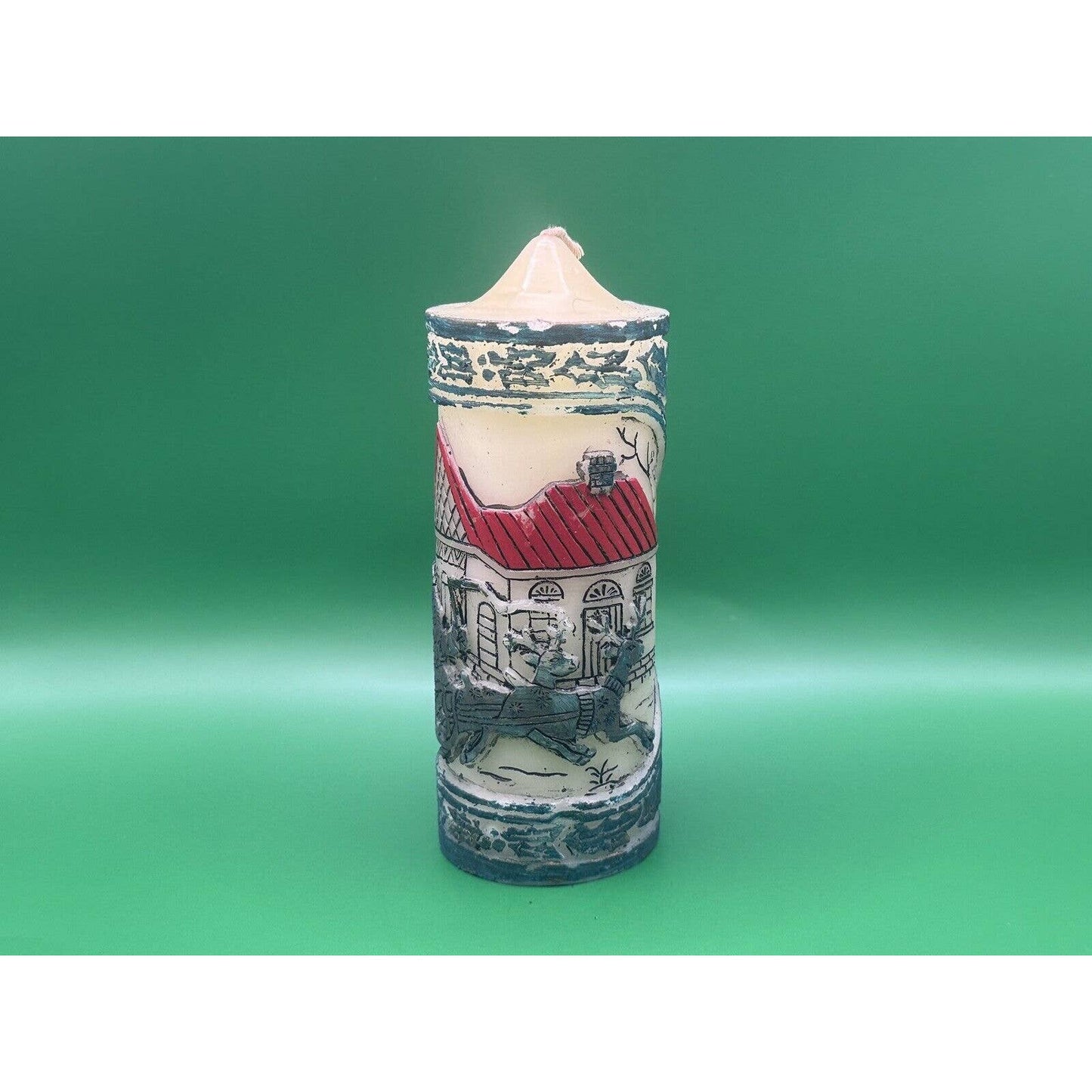 Vintage Christmas Wax Candle Santa Sleigh