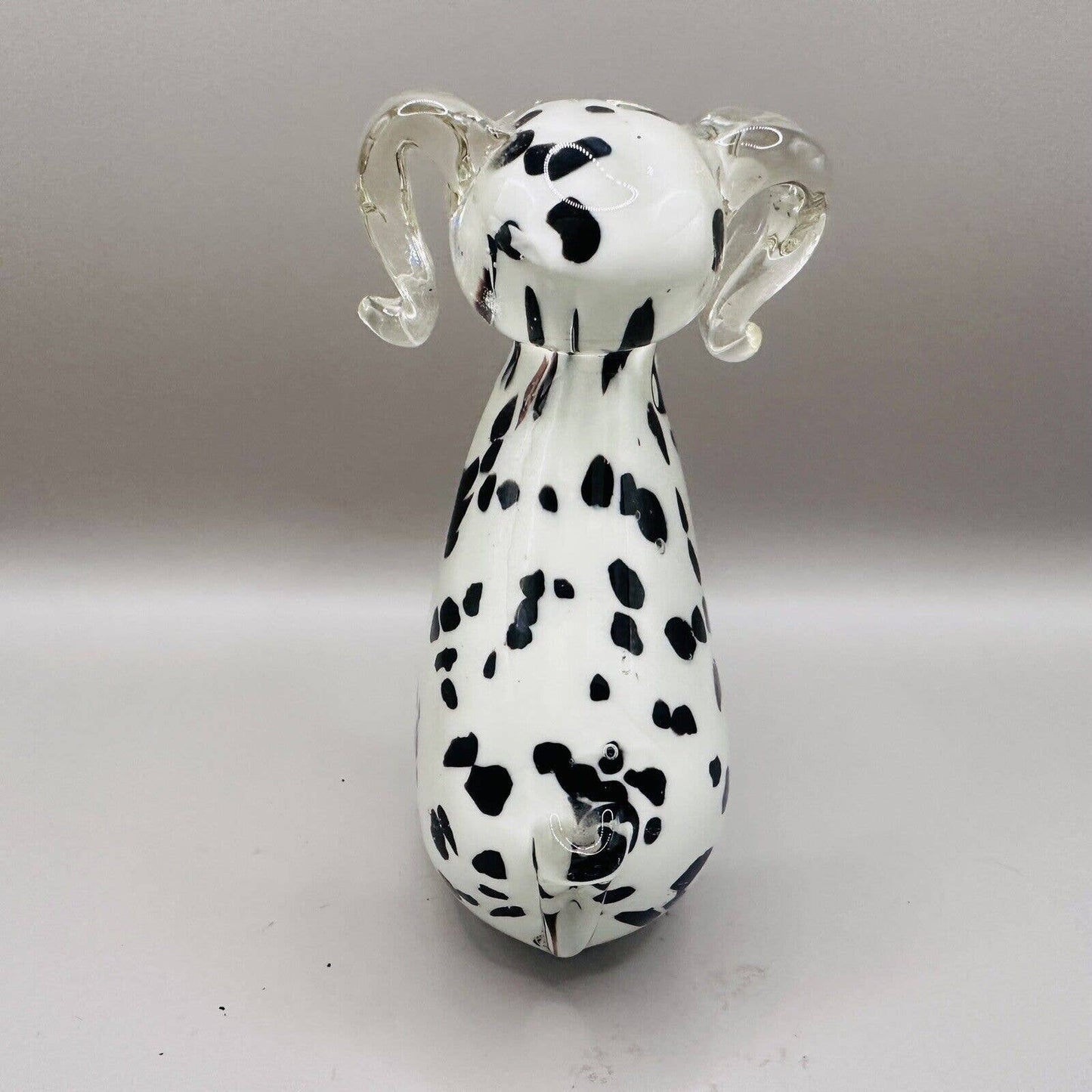 Art Glass Dalmation Handblown Figurine Statue Large Heavy Black And White