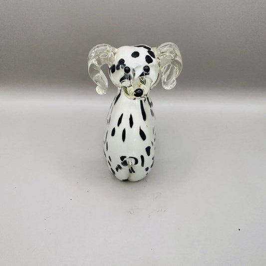 Art Glass Dalmation Handblown Figurine Statue Large Heavy Black And White