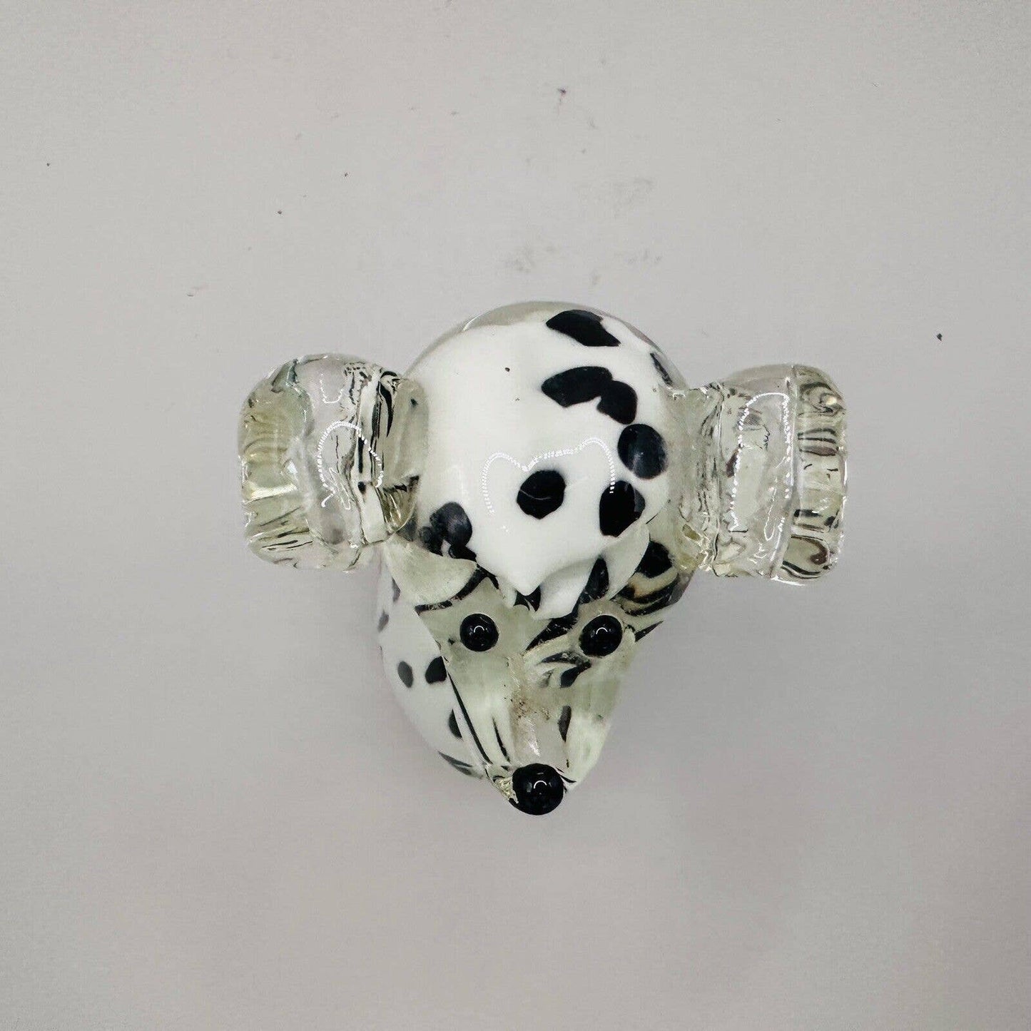 Art Glass Dalmation Handblown Figurine Statue Large Heavy Black And White