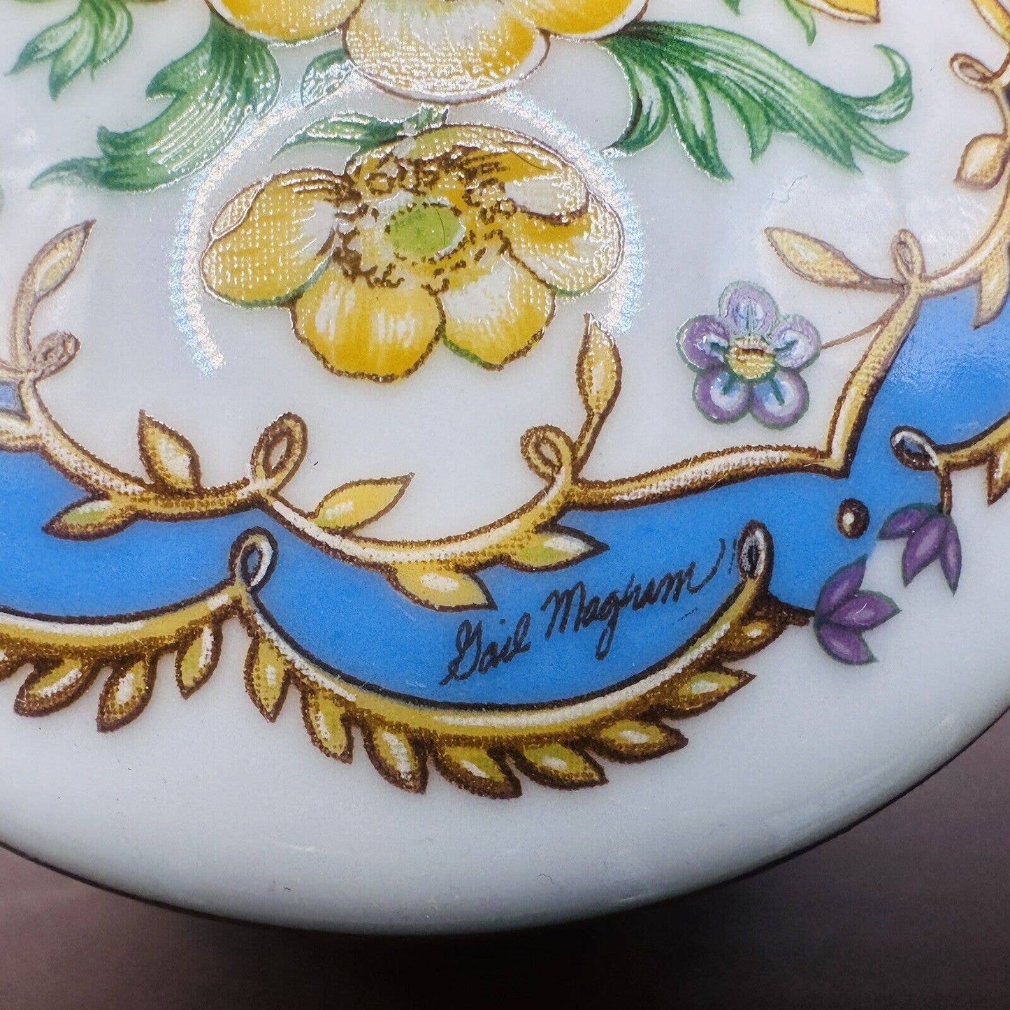 1990 Heritage House Love Songs Porcelain "More" Signed Round Music Trinket Box