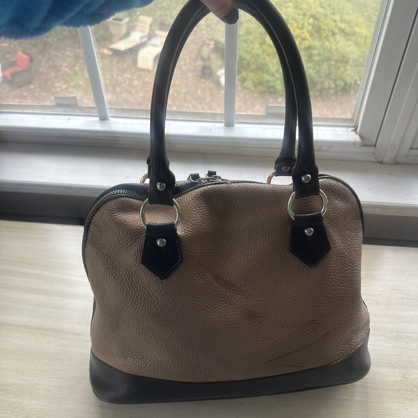 Cristina Handbag Leather Italian Tan And Brown