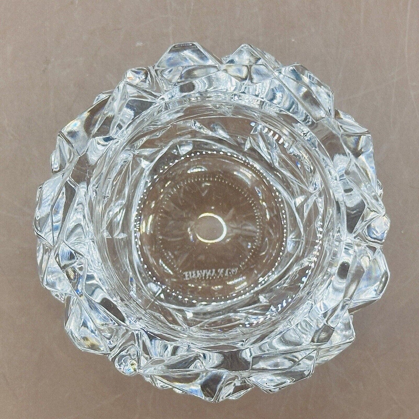 1 (One) TIFFANY & CO ROCK CUT Lead Crystal Votive Candle Holder