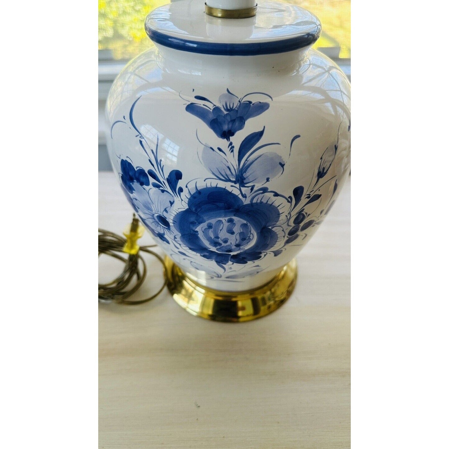 Lamp Large Blue Floral White Delft Style