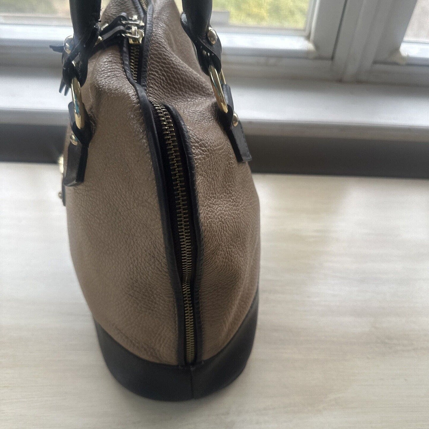 Cristina Handbag Leather Italian Tan And Brown