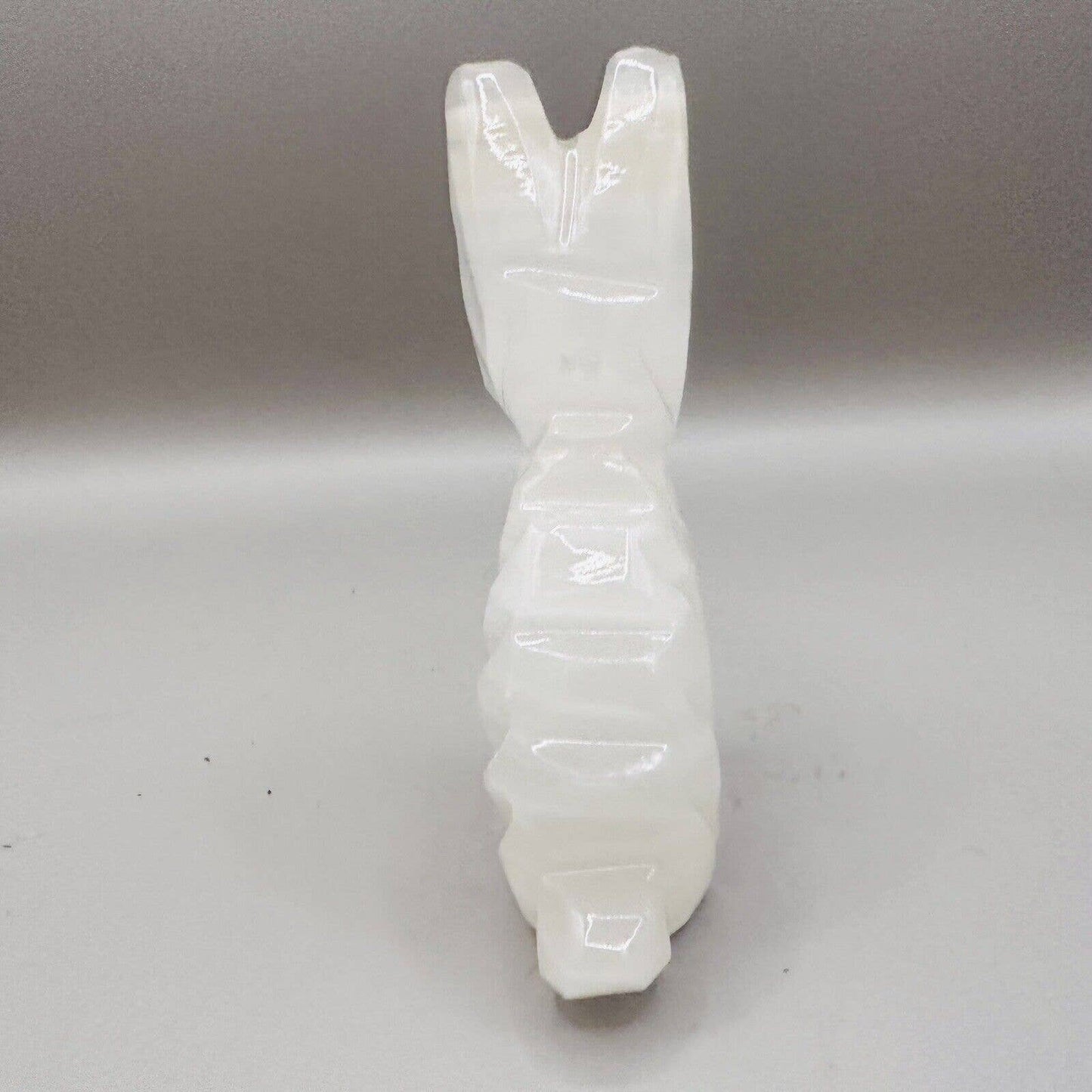 Vintage Hand Carved White Onyx Stone Scottie Dog with Black Eyes Figurine