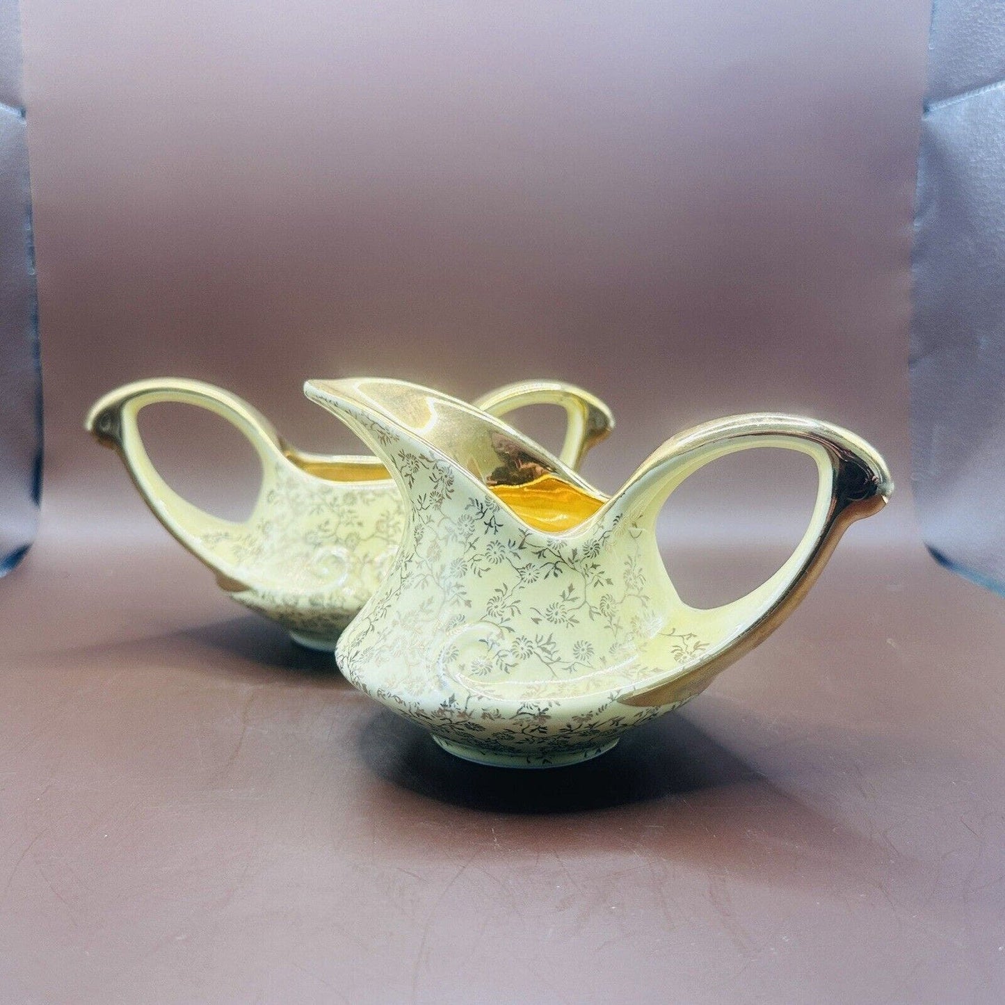 Pearl China Company 22kt Gold Trim Yellow Creamer & sugar Bowl