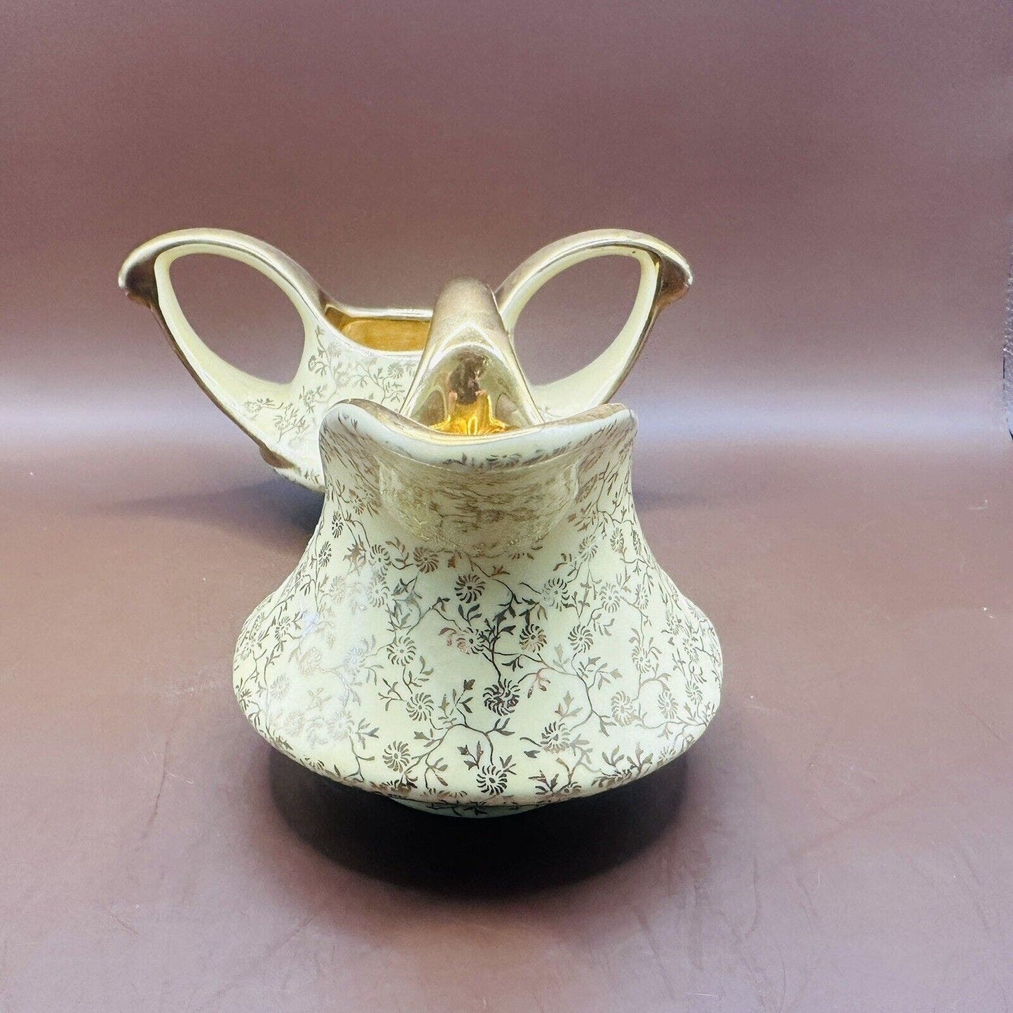 Pearl China Company 22kt Gold Trim Yellow Creamer & sugar Bowl