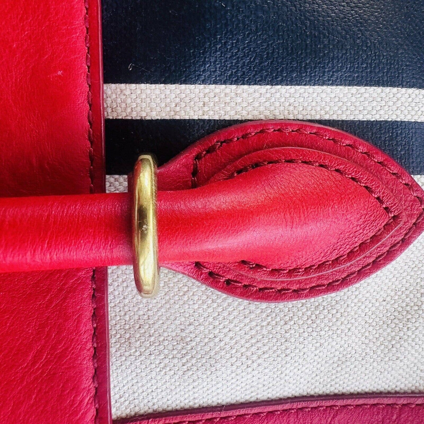 J.Crew Bags Large Canvas And Leather Handbag Red White And Blue